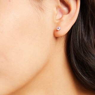 Solid Sterling Silver 4mm Iridescent CZ Solitaire Studs