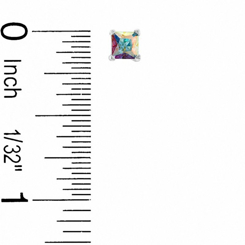 4mm Iridescent Cubic Zirconia Stud Earrings in Sterling Silver