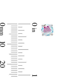 6mm Iridescent Cubic Zirconia Stud Earrings in Sterling Silver