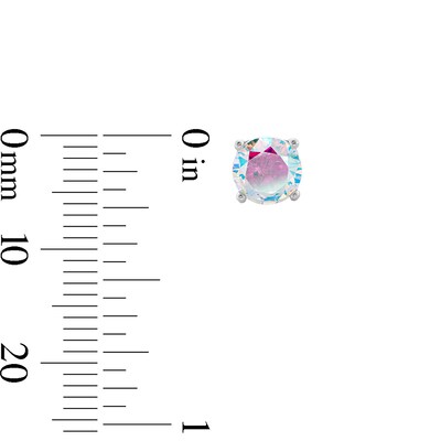 6mm Iridescent Cubic Zirconia Stud Earrings in Sterling Silver