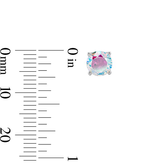 6mm Iridescent Cubic Zirconia Stud Earrings in Sterling Silver