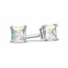 4mm Princess-Cut Iridescent Cubic Zirconia Stud Earrings in Sterling Silver