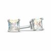 Thumbnail Image 0 of 4mm Princess-Cut Iridescent Cubic Zirconia Stud Earrings in Sterling Silver