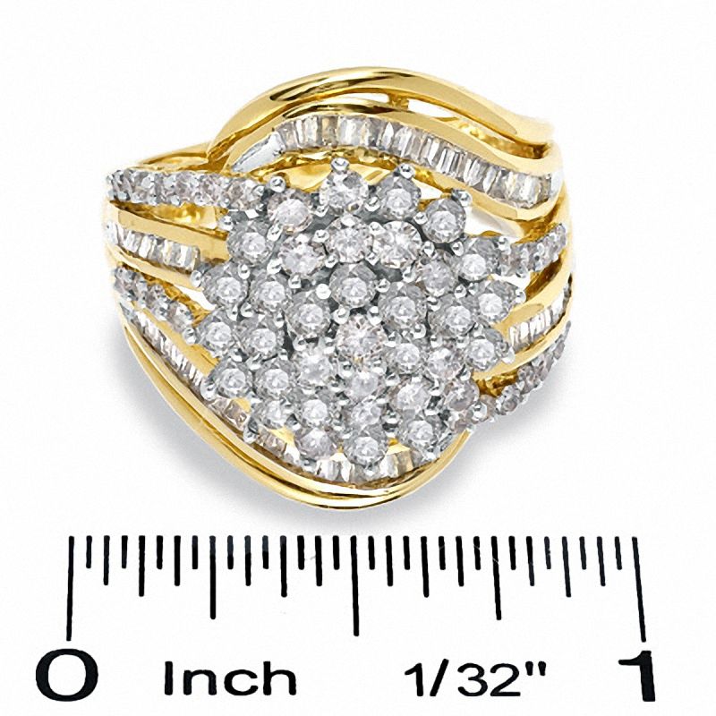 2 CT. T. W. Enhanced Brown Diamond Cluster Ring in Sterling Silver and 14K Gold Plate