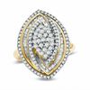 1 CT. T.W. Diamond Marquise Cluster Ring in Sterling Silver and 14K Gold Plate