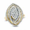 Thumbnail Image 1 of 1 CT. T.W. Diamond Marquise Cluster Ring in Sterling Silver and 14K Gold Plate