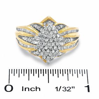 1/2 CT. T.W. Diamond Marquise Cluster Ring in Sterling Silver and 14K Gold Plate