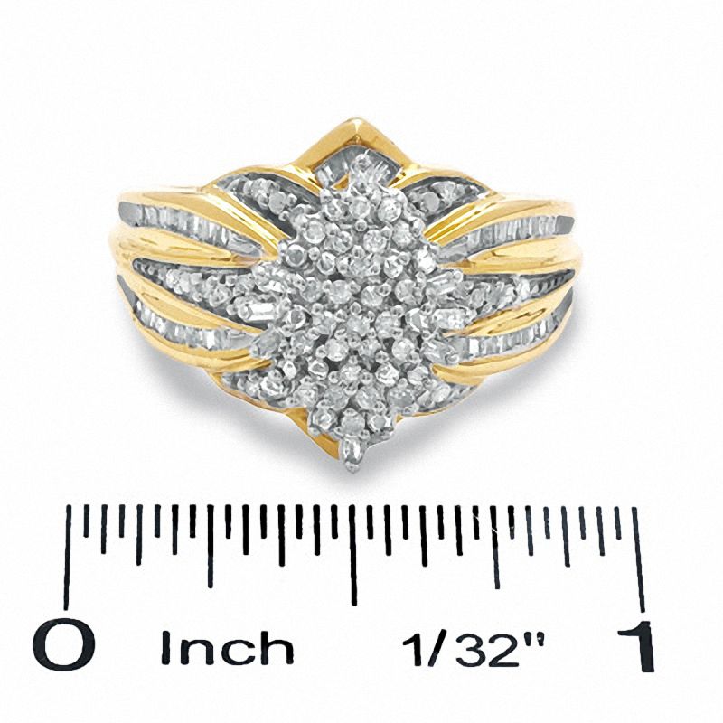 1/2 CT. T.W. Diamond Marquise Cluster Ring in Sterling Silver and 14K Gold Plate