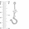 Thumbnail Image 1 of 014 Gauge  Horseshoe Dangle Belly Button Ring with Crystals and Cubic Zirconia in Stainless Steel - 3/8"