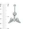 Thumbnail Image 2 of 014 Gauge Wing Dangle Belly Button Ring with Crystals in Stainless Steel - 3/8"