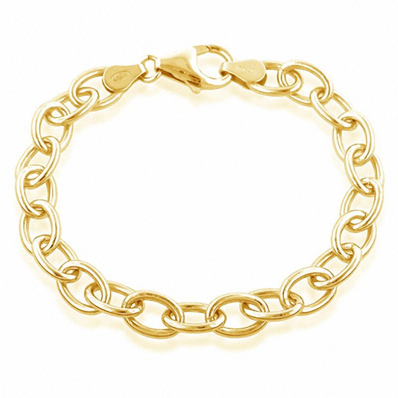 Oval Link Charm Bracelet in Sterling Silver and 18K Gold Plate - 7.5"