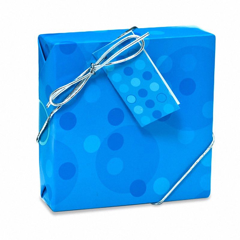 Blue Polka Dot Gift Wrap Instant Large Square Box