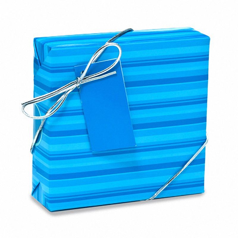 Main Image 1 of Blue Stripe Gift Wrap Instant Large Square Box