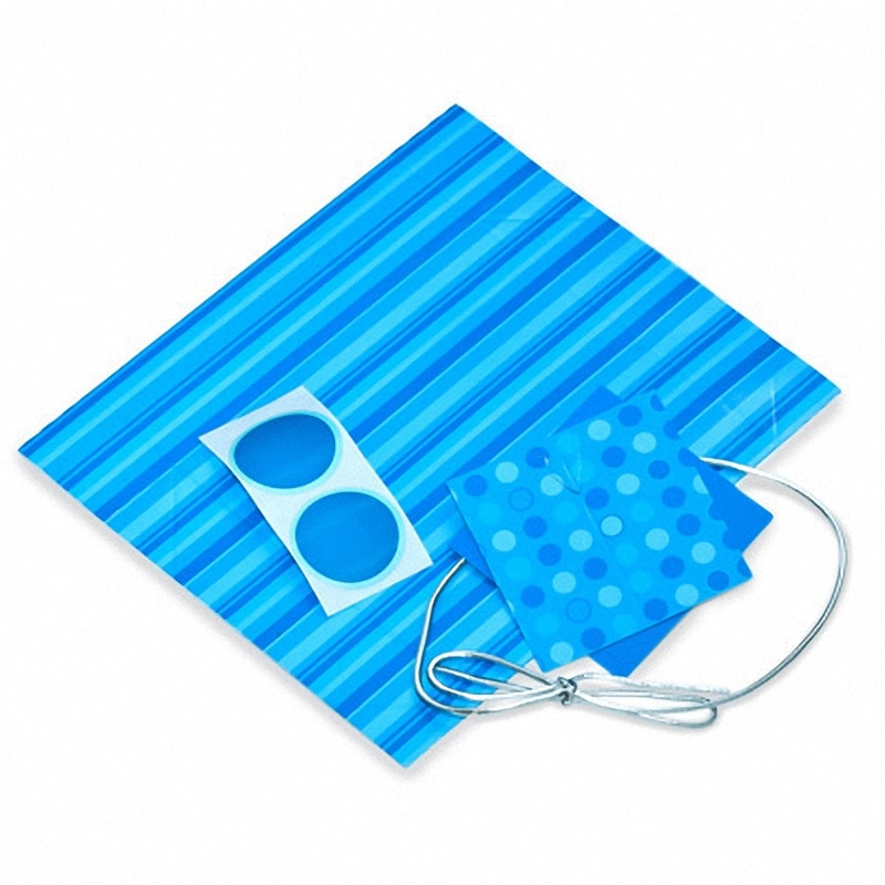 Blue Stripe Gift Wrap Instant Large Square Box