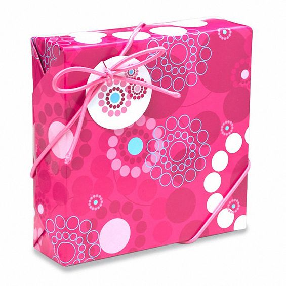 Pink Floral Gift Wrap Instant Square Box