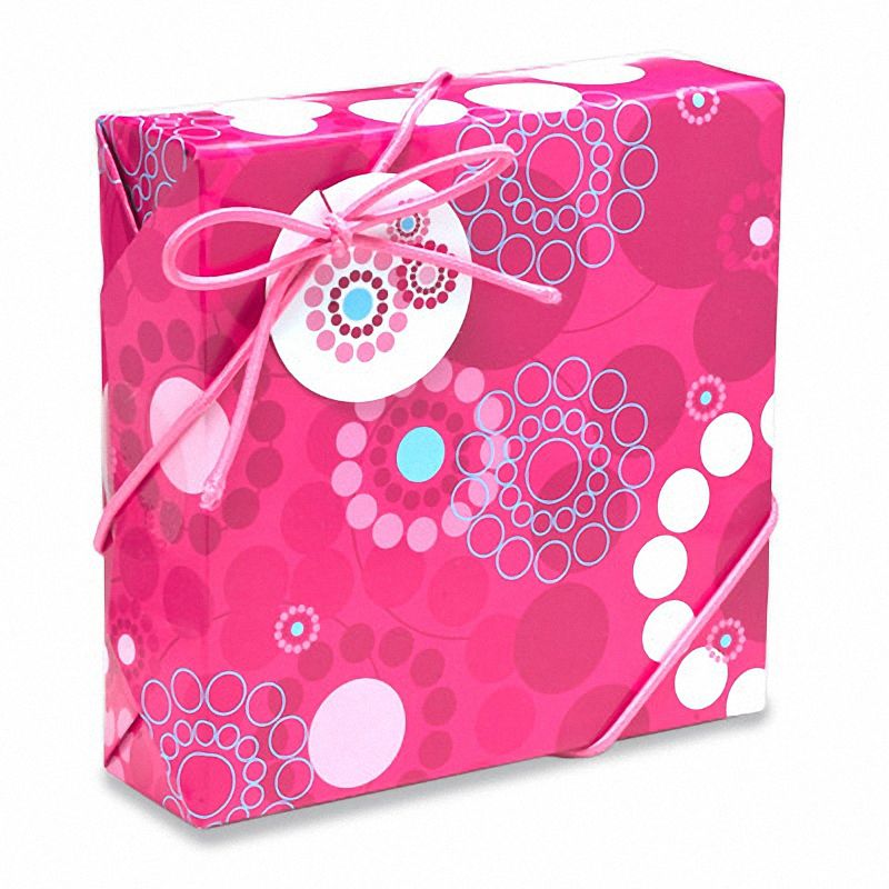 Pink Floral Gift Wrap Instant Large Square Box