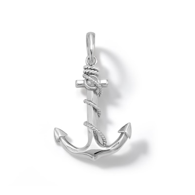 Sterling Silver Anchor with Rope Necklace Charm