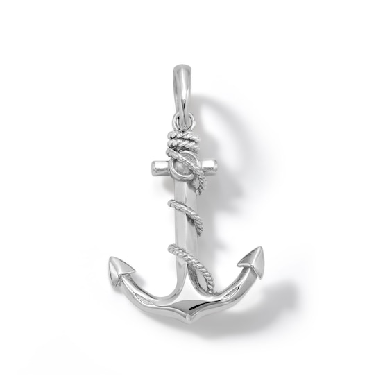 Anchor with Rope Charm in Sterling Silver