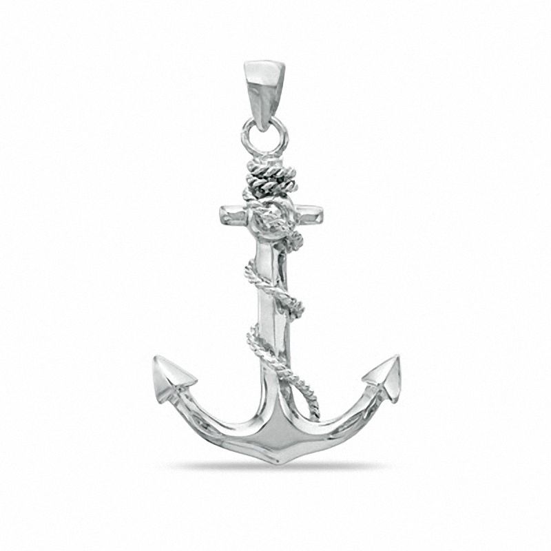 Jewels Obsession Anchor With Rope Pendant Sterling Silver 37mm Anchor With Rope with 7.5 Charm Bracelet
