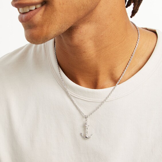 Sterling Silver Anchor with Rope Necklace Charm