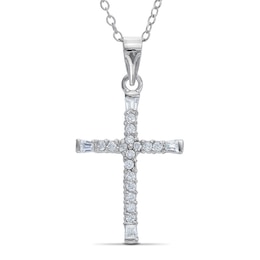 Cubic Zirconia Cross Pendant in Sterling Silver