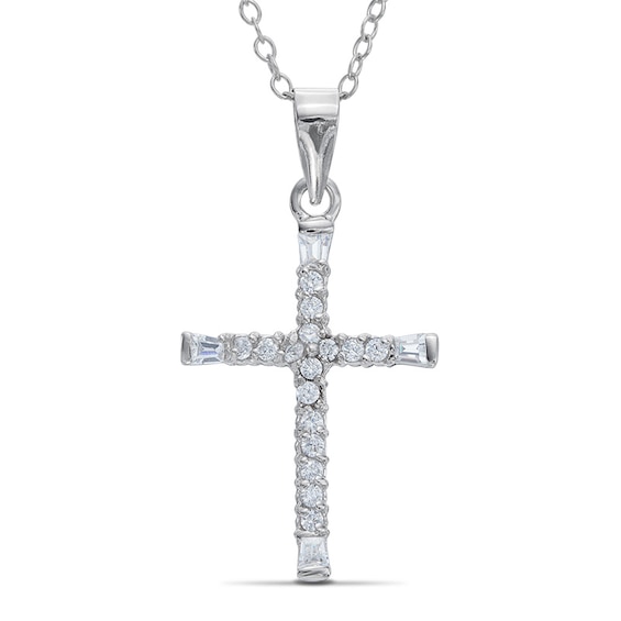 Bonyak Jewelry Sterling Silver Polished CZ Cross Chain Slide 