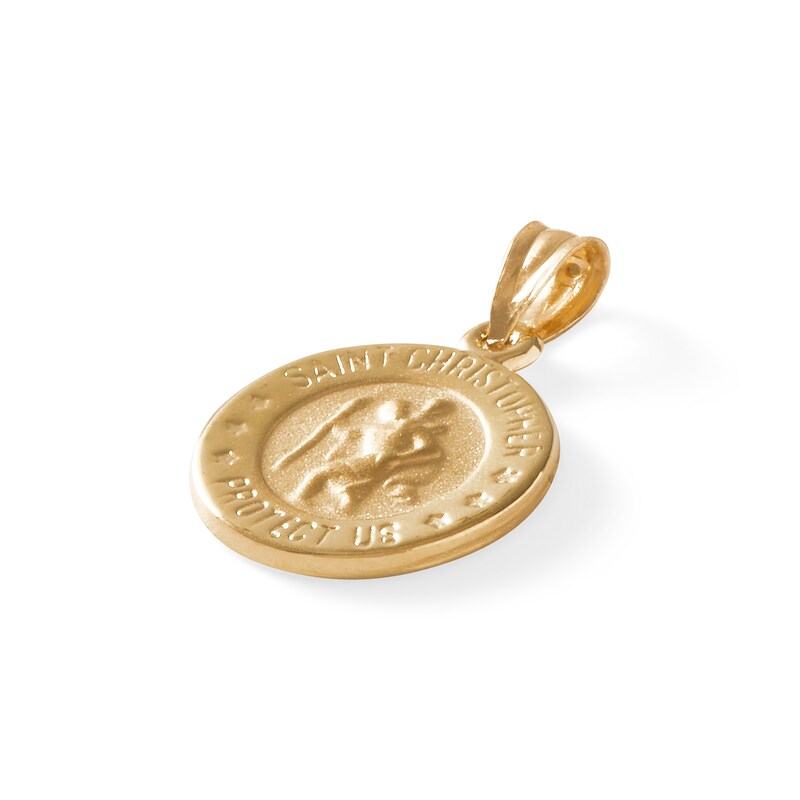 Main Image 2 of Small Round St. Christopher Medal in 10K Gold