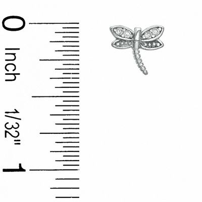 Cubic Zirconia Dragonfly Stud Earrings in Sterling Silver
