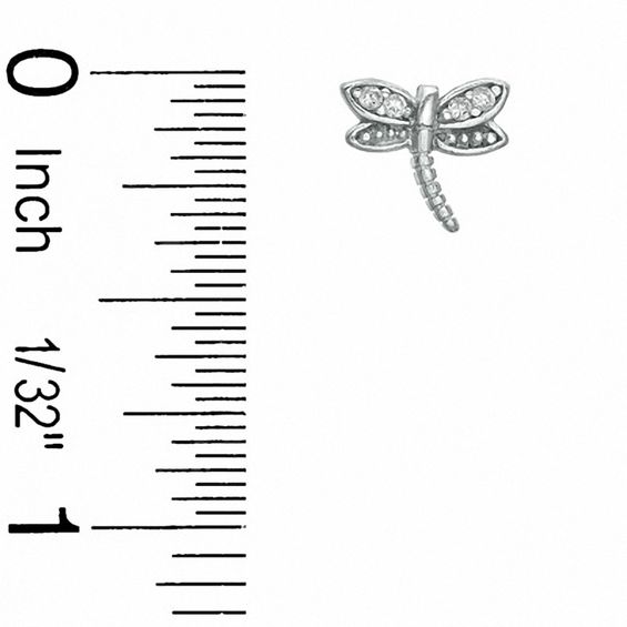 Cubic Zirconia Dragonfly Stud Earrings in Sterling Silver