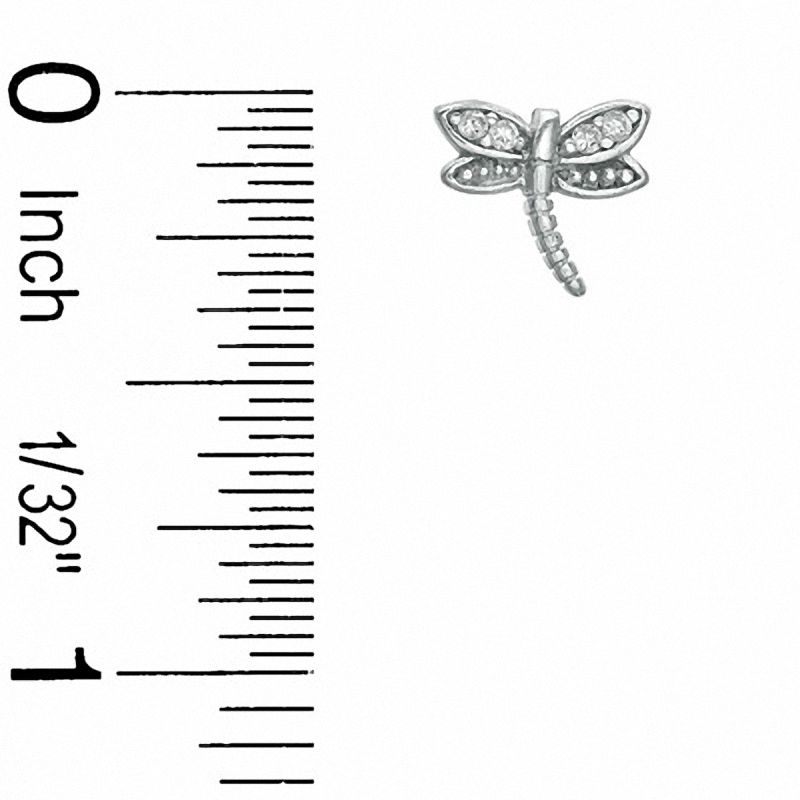 Main Image 2 of Cubic Zirconia Dragonfly Stud Earrings in Sterling Silver