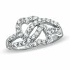 Cubic Zirconia Double Heart Ring in Sterling Silver - Size 7
