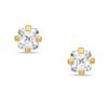 Thumbnail Image 1 of 3mm Princess-Cut Cubic Zirconia Solitaire Stud Piercing Earrings in Solid Stainless Steel with 24K Gold Plate