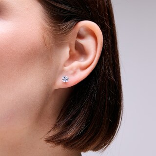 5mm Princess-Cut Cubic Zirconia Solitaire Stud Piercing Earrings in Solid Stainless Steel