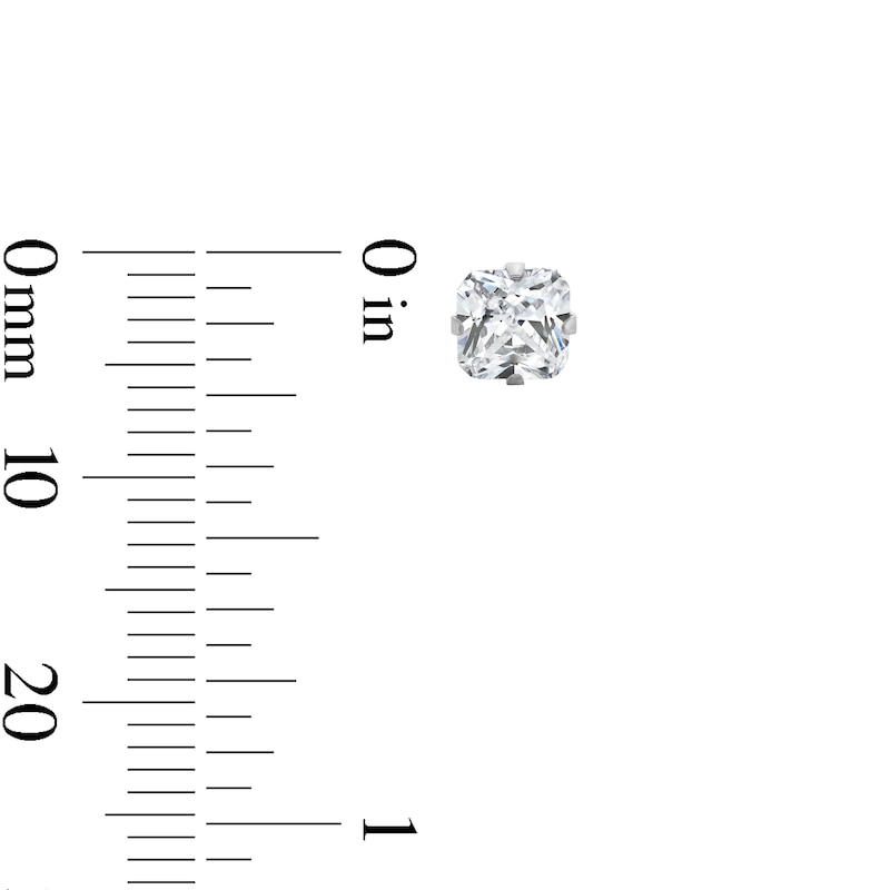 Main Image 5 of 5mm Princess-Cut Cubic Zirconia Solitaire Stud Piercing Earrings in Solid Stainless Steel