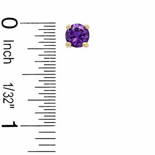 6mm Simulated Amethyst Stud Earrings in Sterling Silver with 14K Gold Plate