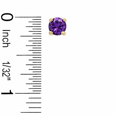 6mm Simulated Amethyst Stud Earrings in Sterling Silver with 14K Gold Plate