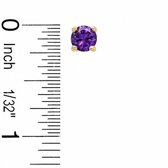 6mm Simulated Amethyst Stud Earrings in Sterling Silver with 14K Gold Plate