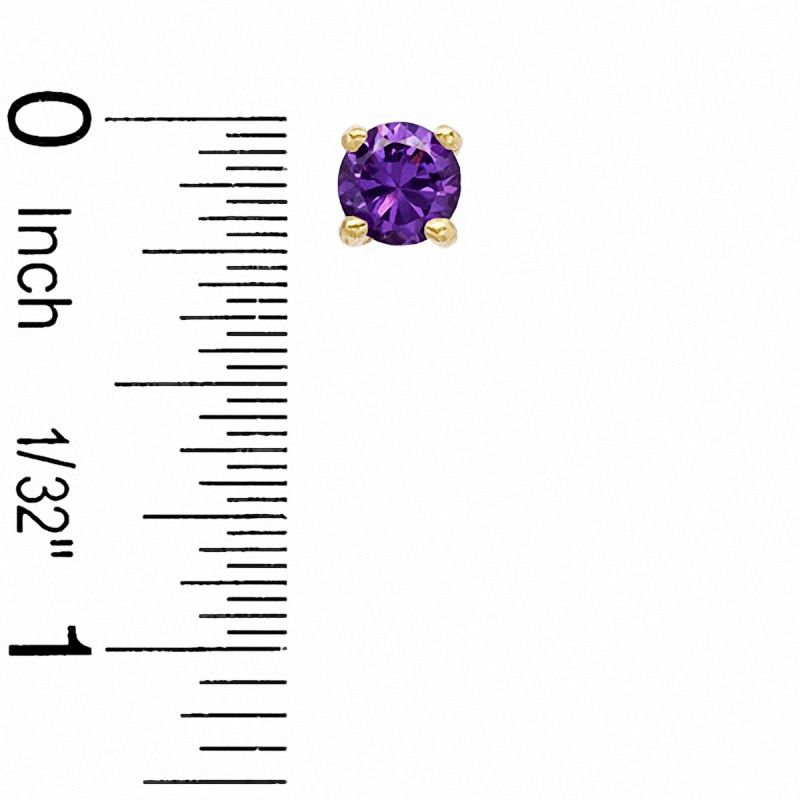 6mm Simulated Amethyst Stud Earrings in Sterling Silver with 14K Gold Plate