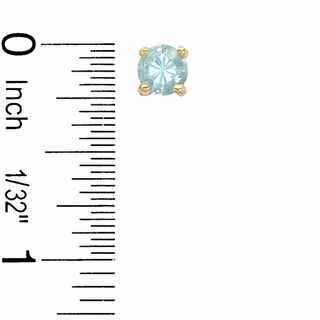 6mm Simulated Aquamarine Stud Earrings in Sterling Silver with 14K Gold Plate
