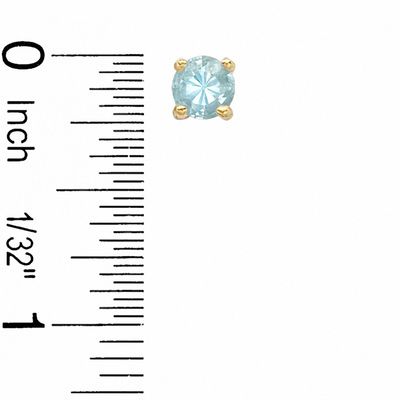 6mm Simulated Aquamarine Stud Earrings in Sterling Silver with 14K Gold Plate