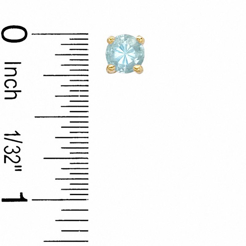 6mm Simulated Aquamarine Stud Earrings in Sterling Silver with 14K Gold Plate