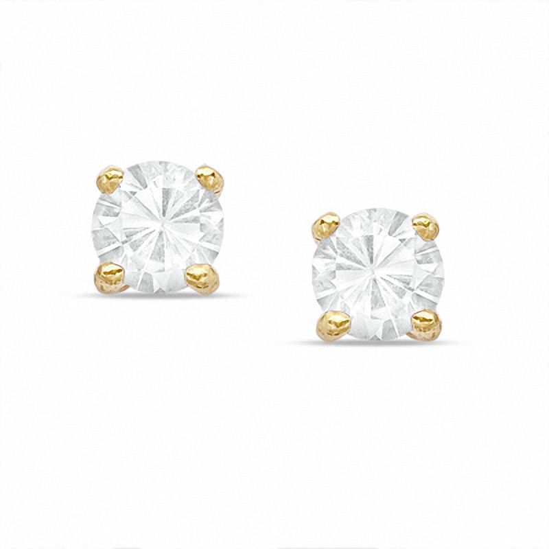 6mm Lab-Created White Sapphire Stud Earrings in Sterling Silver with 14K Gold Plate