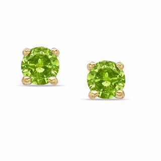 6mm Simulated Peridot Stud Earrings in Sterling Silver with 14K Gold Plate