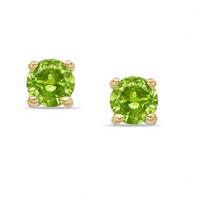 6mm Simulated Peridot Stud Earrings in Sterling Silver with 14K Gold Plate