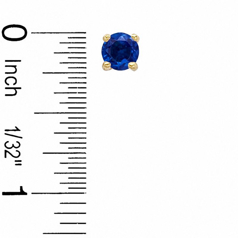 6mm Simulated Sapphire Stud Earrings in Sterling Silver with 14K Gold Plate