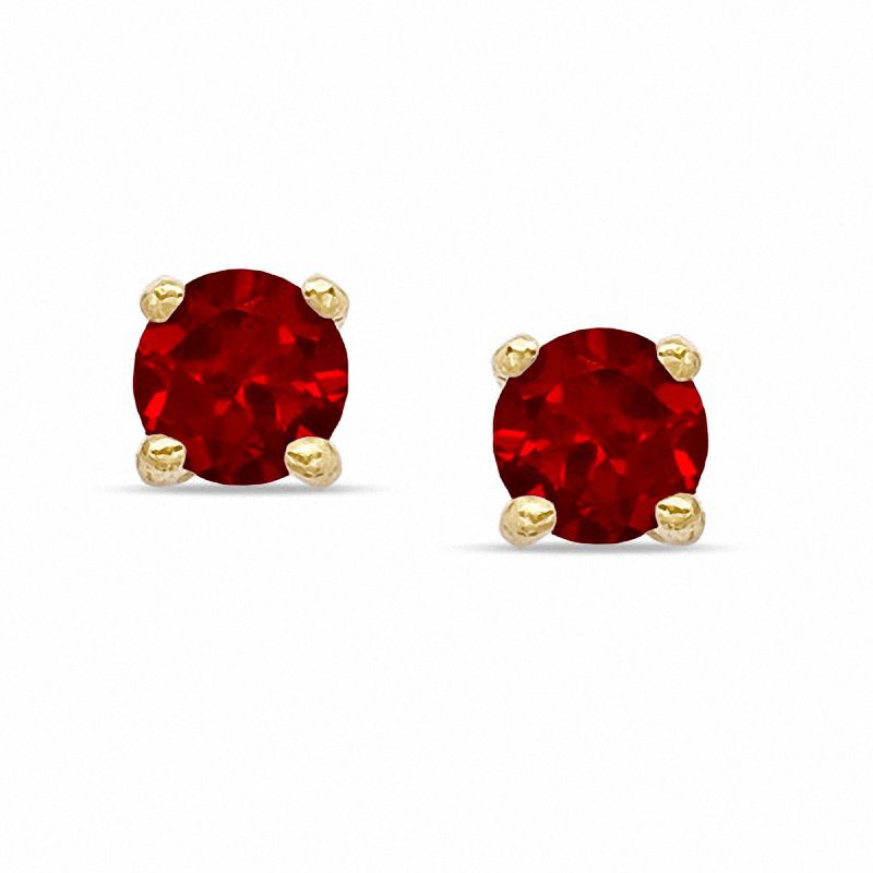 6mm Lab-Created Ruby Stud Earrings in Sterling Silver with 14K Gold Plate