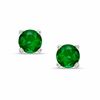 6mm Simulated Emerald Stud Earrings in Sterling Silver with 14K Gold Plate