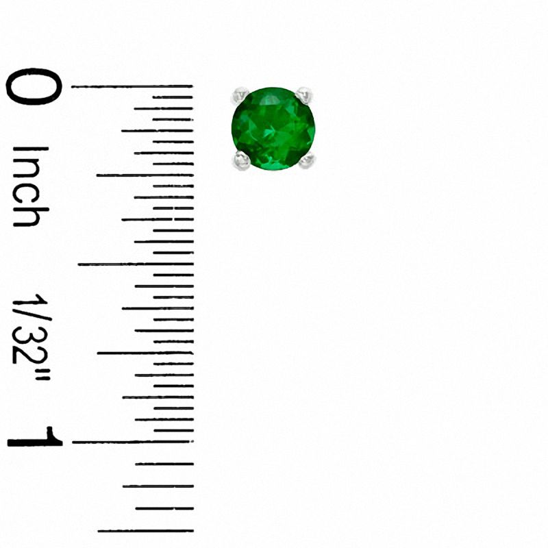 6mm Simulated Emerald Stud Earrings in Sterling Silver with 14K Gold Plate