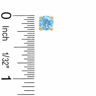 6mm Simulated Blue Topaz Stud Earrings in Sterling Silver with 14K Gold Plate