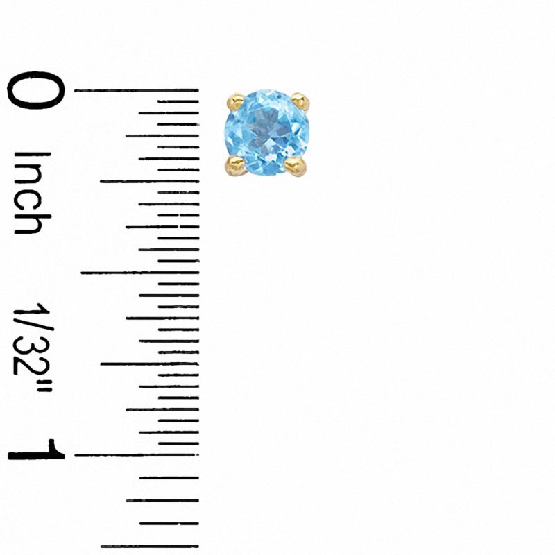 Main Image 2 of 6mm Simulated Blue Topaz Stud Earrings in Sterling Silver with 14K Gold Plate